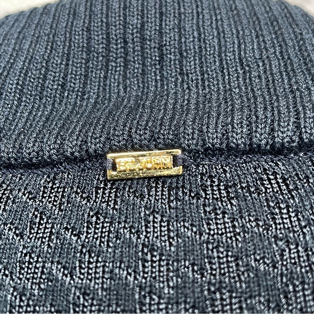 ST JOHN SPORT Loose fit Knit Sweater Size L Navy full zipper - Picture 16 of 16
